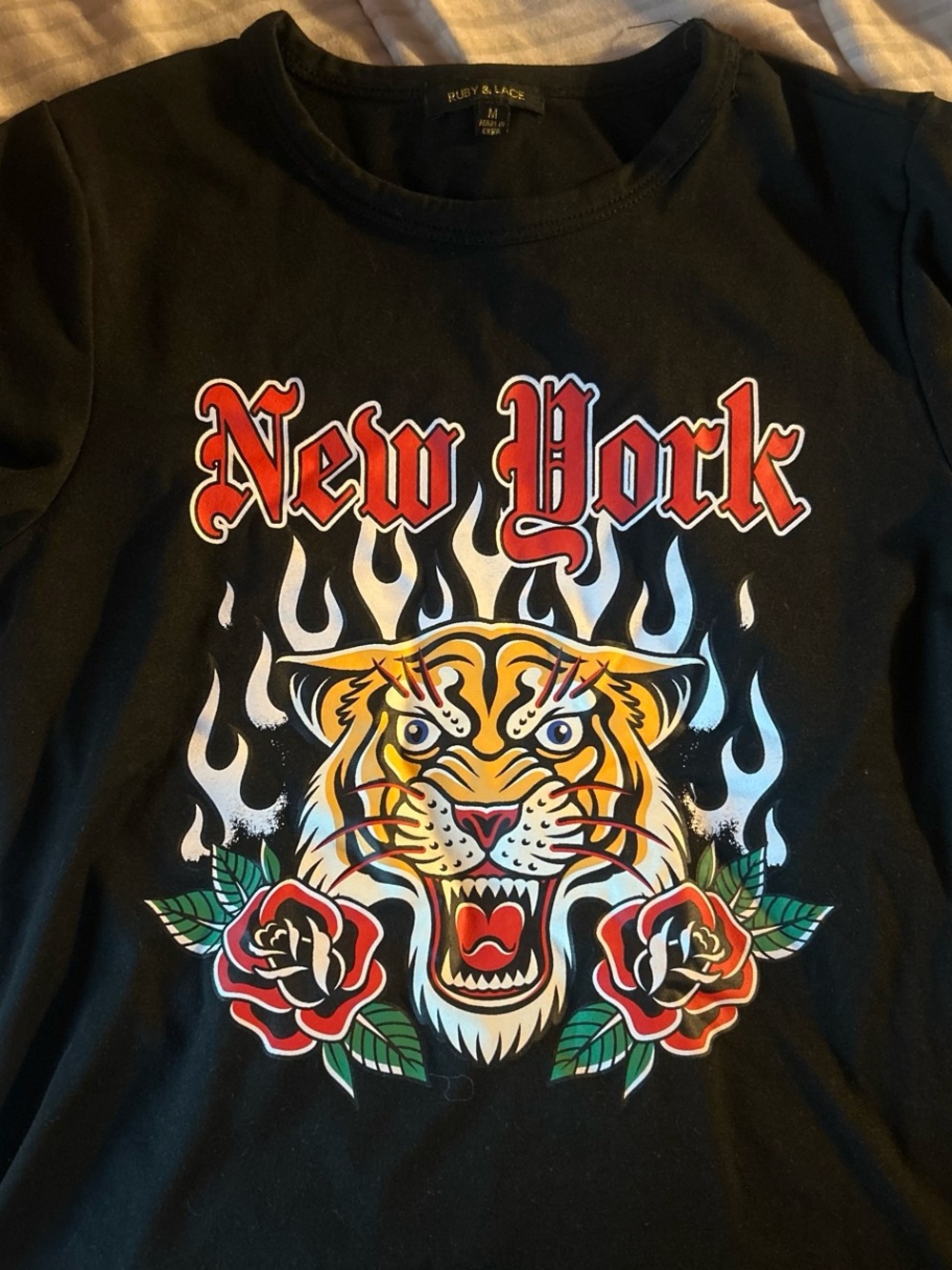 Ruby & Lace New York Tiger Graphic Short Sleeve Tee - Black